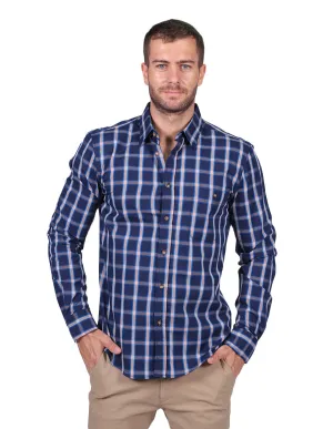 Camisas Hombre Slim Fit Manga Larga Cuadros 3 B25114