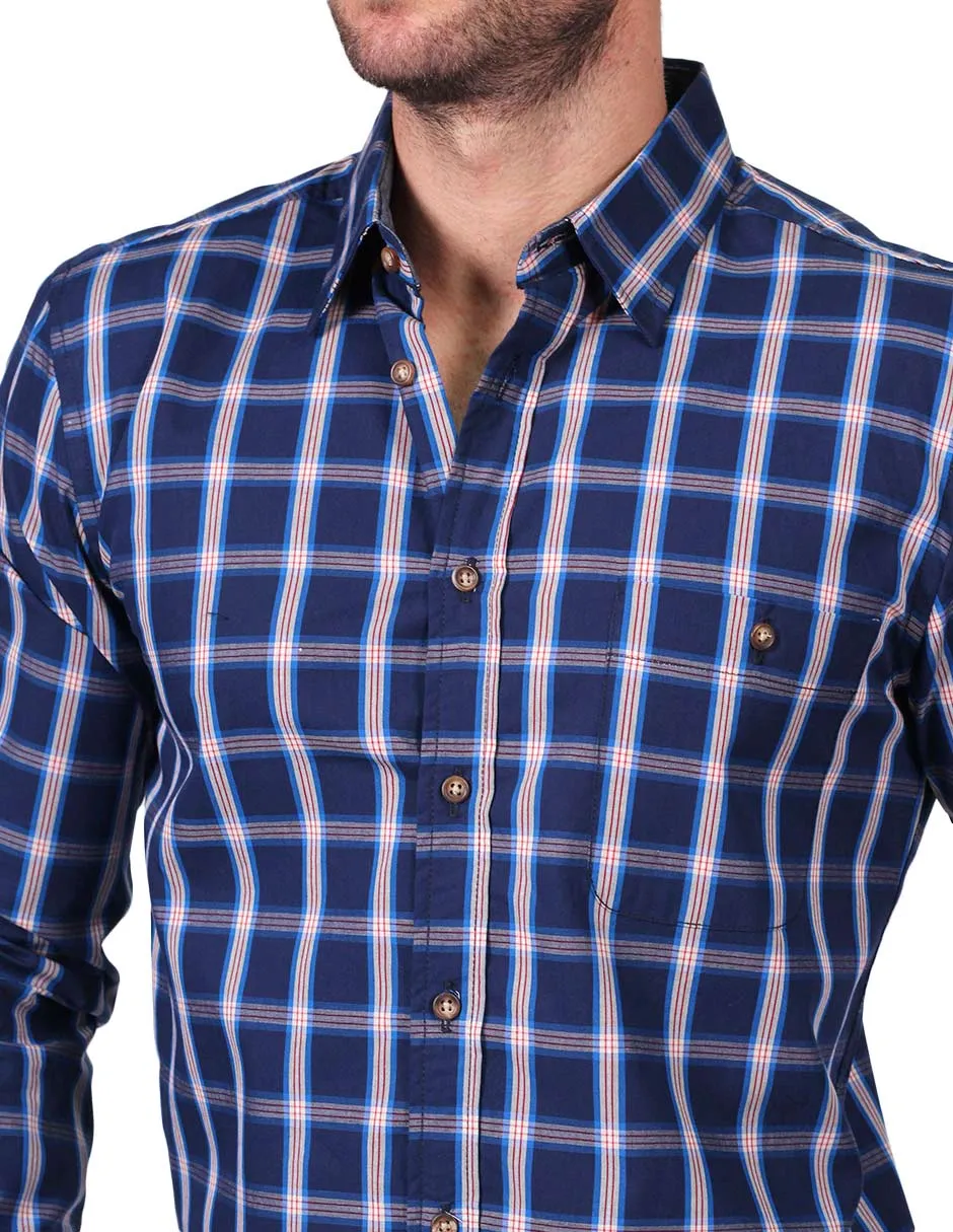 Camisas Hombre Slim Fit Manga Larga Cuadros 3 B25114