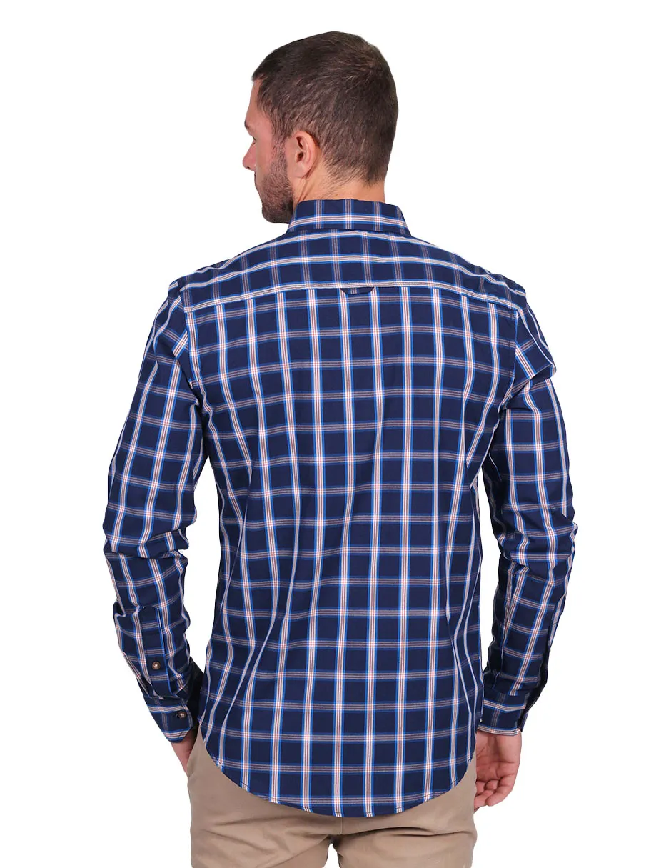 Camisas Hombre Slim Fit Manga Larga Cuadros 3 B25114