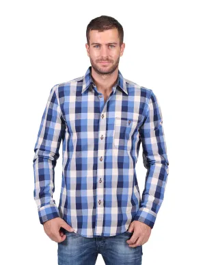 Camisas Hombre Slim Fit Manga Larga Cuadros 4 B25114