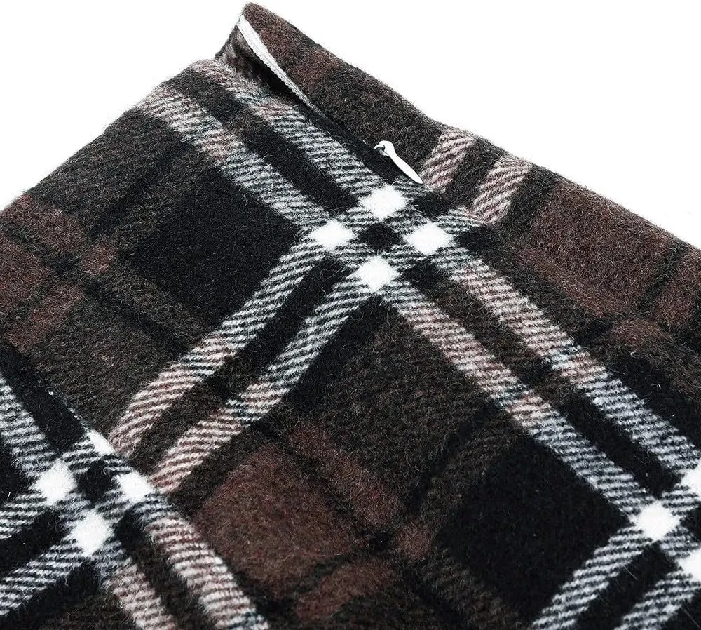 COTECRAM Plaid Mini Skirts for Women Trendy High Waisted Fall Winter Wool Bodycon Pencil Midi Skirts A-line