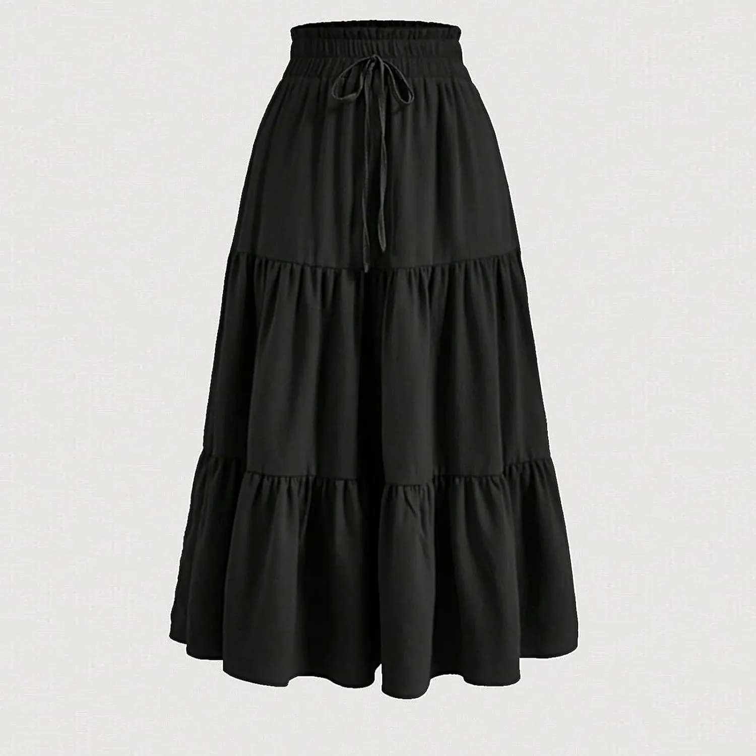 Floral Maxi Skirts for Women Ditsy Floral Tiered Flowy Long Skirt Boho Drawstring High Waisted Aline Ruffle Skirt