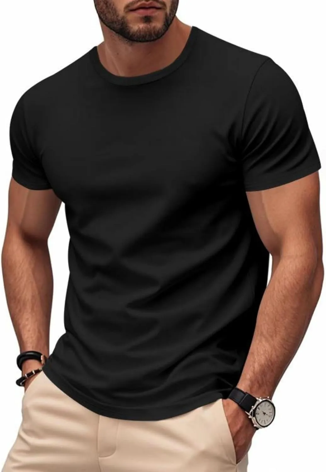 Men Summer T Shirt Short Sleeve Workout Breathable Athletic Running Tees Tops Super Soft Well-Crafted Classic Tee