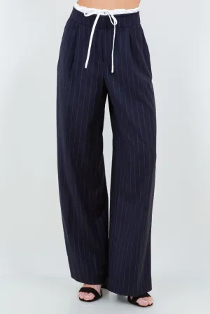 Pantalón Trouser Contrast Dark Navy Stripes Blue
