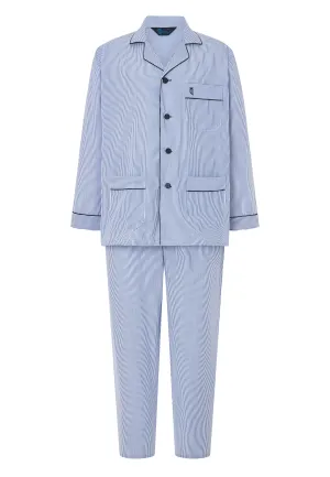 Pijama Hombre Largo Solapa Popelín Rayas - Azul 1912_39