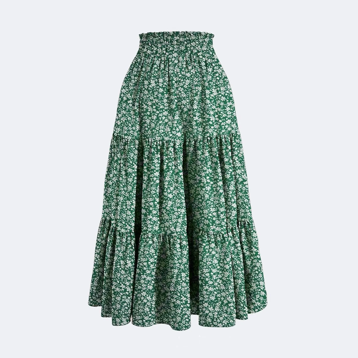 Summer Skirts for Women 2025 Vacation Boho Floral Tiered Maxi Skirt Drawstring High Waisted Flowy Ruffle A Line Skirt