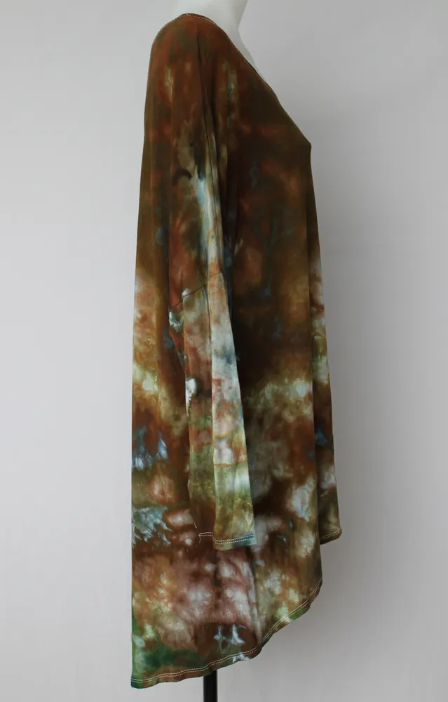 Women's hi lo tunic size 1XL Plus size fashion - ice dye - Wilderness crinkle