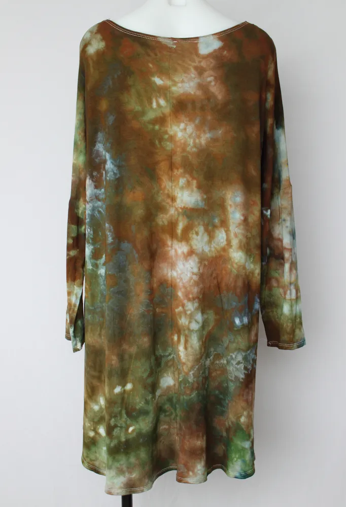 Women's hi lo tunic size 1XL Plus size fashion - ice dye - Wilderness crinkle