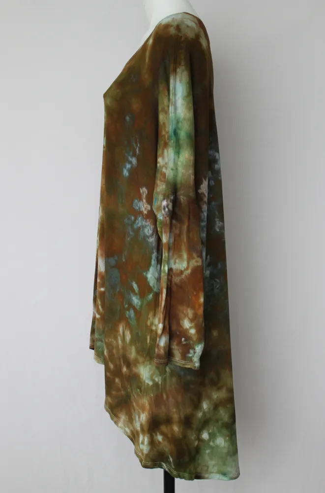 Women's hi lo tunic size 1XL Plus size fashion - ice dye - Wilderness crinkle