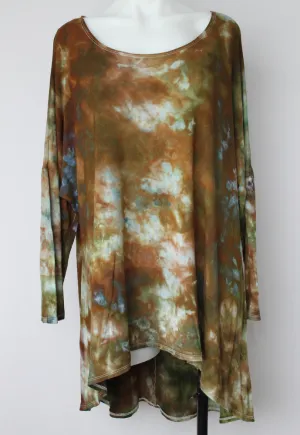 Women's hi lo tunic size 1XL Plus size fashion - ice dye - Wilderness crinkle