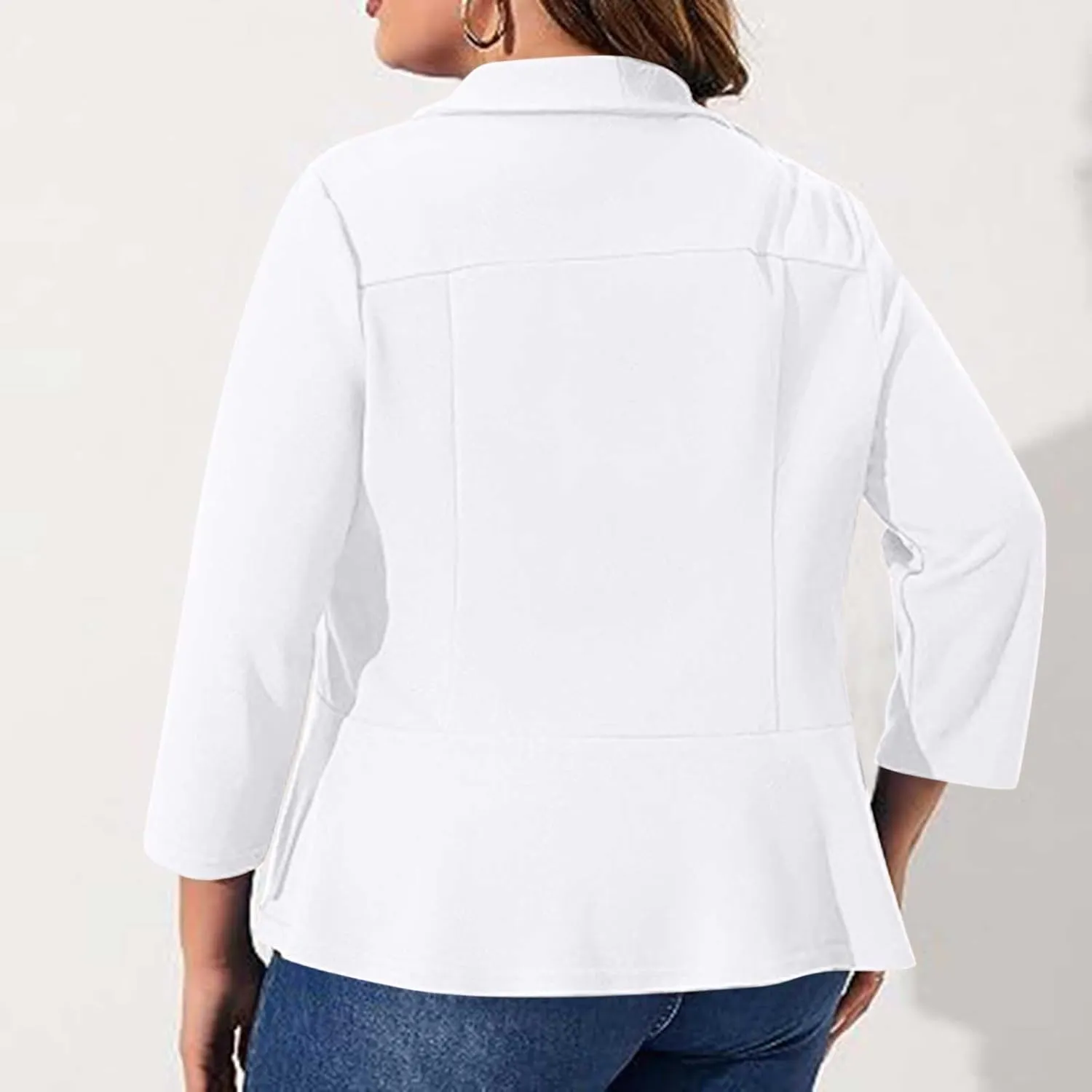 Women's Plus Size Blazer,Long Sleeve Flattering Business Casual Suit Jacket Lightweight Fashion Dressy Peplum Blazer