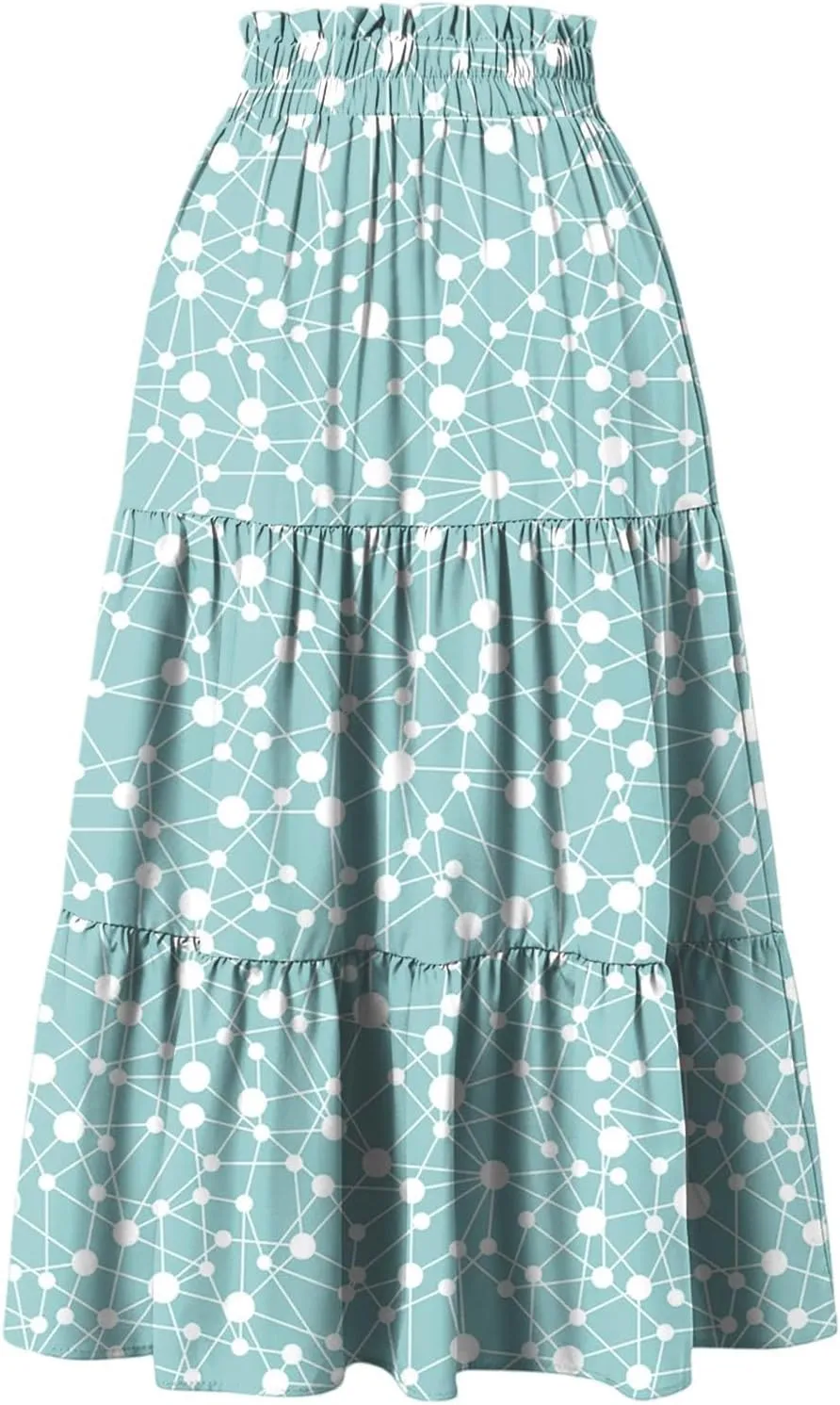 Women's Sundresses Boho Floral Skirt Casual Elastic High Waist Maxi Skirts Flowy A Line Beach Long Skirt, S-2XL