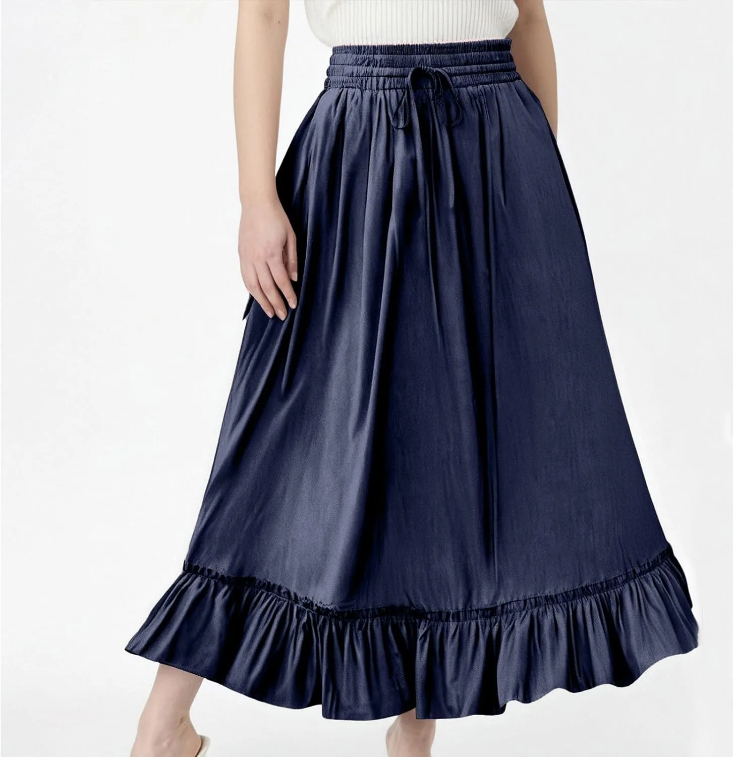 Women's Western Outfit Maxi Skirts 2025 Summer Trendy Ruffle High Waisted Casual Long Flowy Skirt Outfit, S-2XL